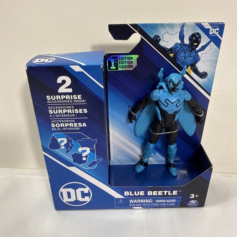DC Spin Master Blue Beetle 1st Edition 4" Figure with 2 Surprise Accessories NIB
